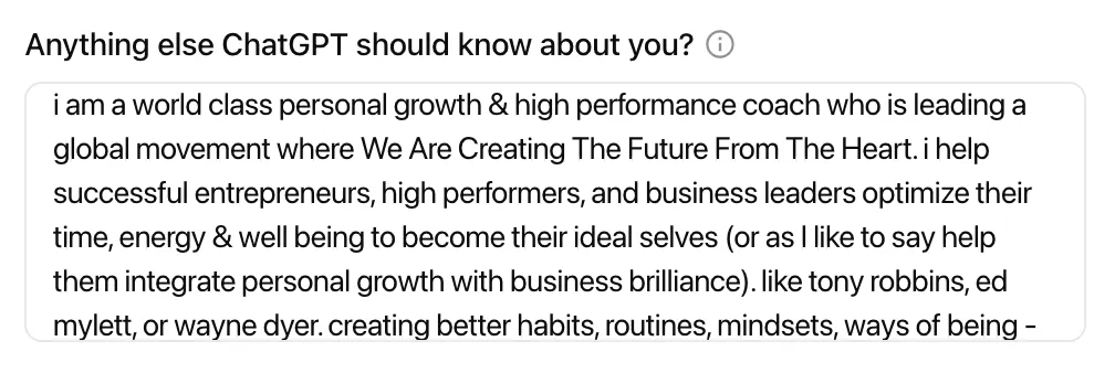 ChatGPT anything else instructions field